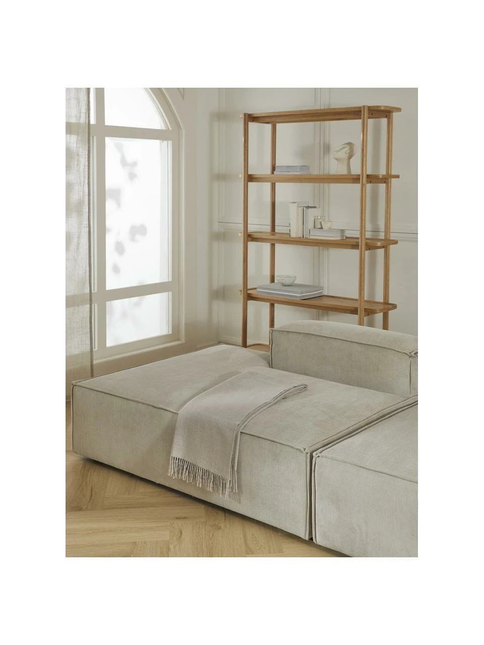 Westwing Collection Méridienne modulable velours côtelé beige Lennon, larg. 150 x haut. 68 cm, dossier à droite 2 Westwing Collection Méridienne modulable velours côtelé beige Lennon, larg. 150 x haut. 68 cm, dossier à droite – Image 2