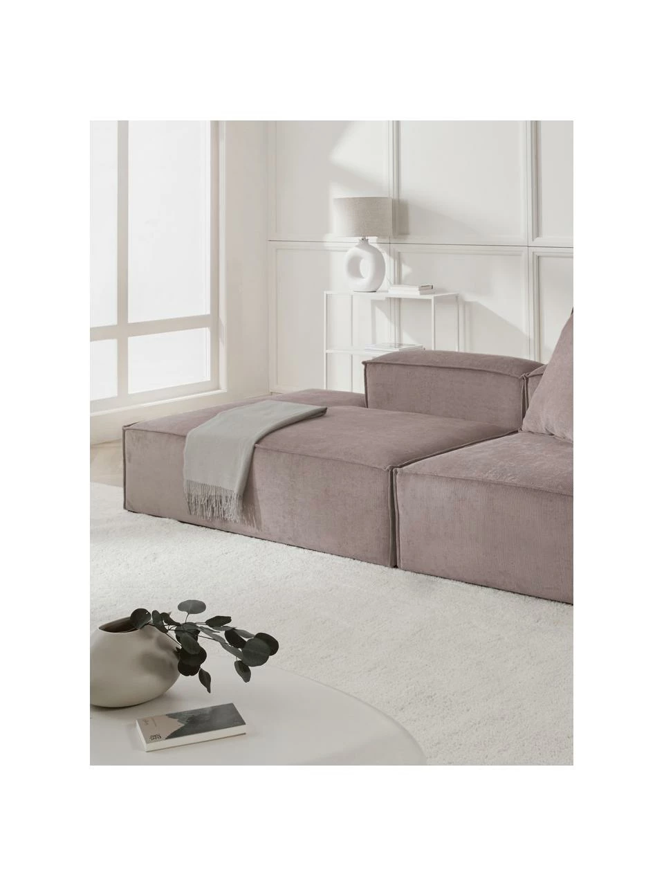 Westwing Collection Méridienne modulable velours côtelé brun Lennon, larg. 150 x haut. 68 cm, dossier à droite 2 Westwing Collection Méridienne modulable velours côtelé brun Lennon, larg. 150 x haut. 68 cm, dossier à droite – Image 2