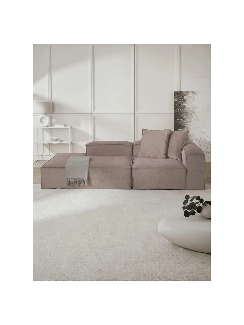 Westwing Collection Méridienne modulable velours côtelé brun Lennon, larg. 150 x haut. 68 cm, dossier à droite 3 Westwing Collection Méridienne modulable velours côtelé brun Lennon, larg. 150 x haut. 68 cm, dossier à droite – Image 3