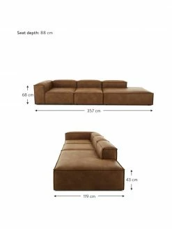 Westwing Collection Méridienne modulaire XL cuir recyclé Lennon, larg. 357 x prof. 119 cm, dossier à gauche 8 Westwing Collection Méridienne modulaire XL cuir recyclé Lennon, larg. 357 x prof. 119 cm, dossier à gauche -furniture Soldes Meridienne modulaire XL cuir recycle Lennon 2