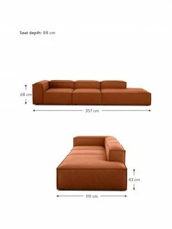 Westwing Collection Méridienne modulaire XL terracotta Lennon, larg. 357 x prof. 119 cm, dossier à gauche 8 Westwing Collection Méridienne modulaire XL terracotta Lennon, larg. 357 x prof. 119 cm, dossier à gauche -furniture Soldes Meridienne modulaire XL terracotta Lennon 2