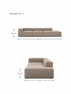 Westwing Collection Méridienne modulaire XL tissu brun Lennon, larg. 357 x prof. 119 cm, dossier à gauche -furniture Soldes Meridienne modulaire XL tissu brun Lennon 3