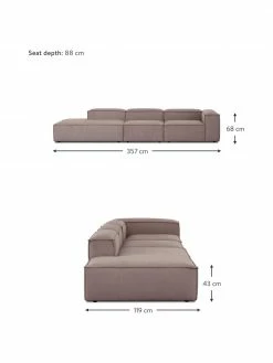 Westwing Collection Méridienne modulaire XL velours côtelé brun Lennon, larg. 357 x prof. 119 cm, dossier à droite 8 Westwing Collection Méridienne modulaire XL velours côtelé brun Lennon, larg. 357 x prof. 119 cm, dossier à droite -furniture Soldes Meridienne modulaire XL velours cotele brun Lennon 2