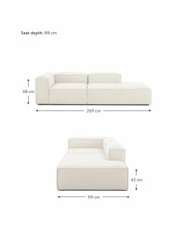 Westwing Collection Méridienne modulaire beige Lennon, larg. 269 x prof. 119 cm, dossier à gauche -furniture Soldes Meridienne modulaire beige Lennon 2