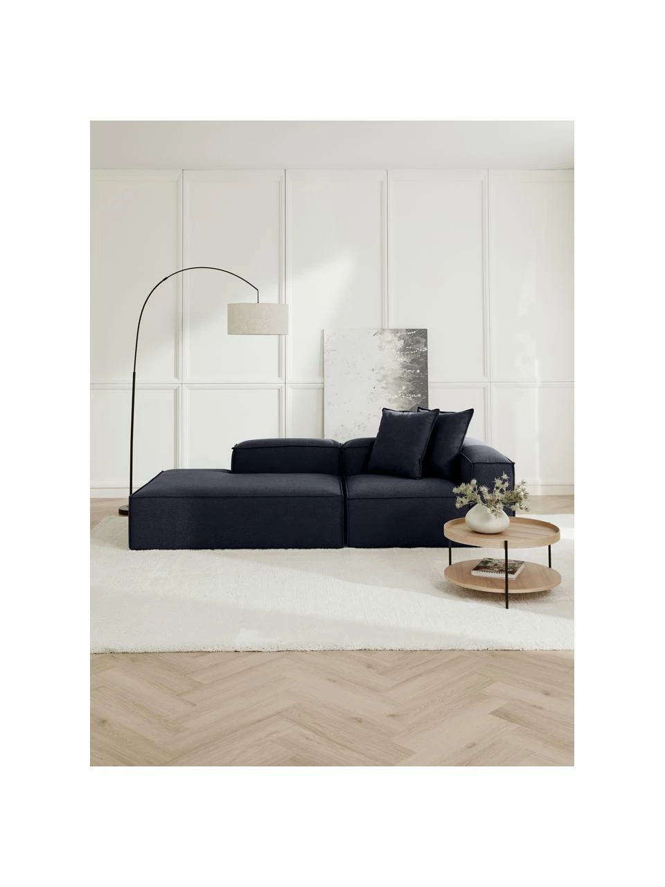 Westwing Collection Méridienne modulaire bleue Lennon, larg. 269 x prof. 119 cm, dossier à droite 2 Westwing Collection Méridienne modulaire bleue Lennon, larg. 269 x prof. 119 cm, dossier à droite – Image 2