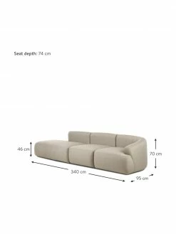 Westwing Collection Méridienne modulaire grise Sofia, larg. 340 x prof. 95 cm, méridienne à droite -furniture Soldes Meridienne modulaire grise Sofia 3