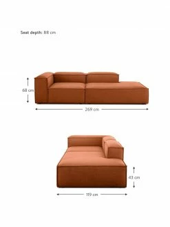 Westwing Collection Méridienne modulaire terracotta Lennon, larg. 269 x prof. 119 cm, dossier à gauche -furniture Soldes Meridienne modulaire terracotta Lennon 4