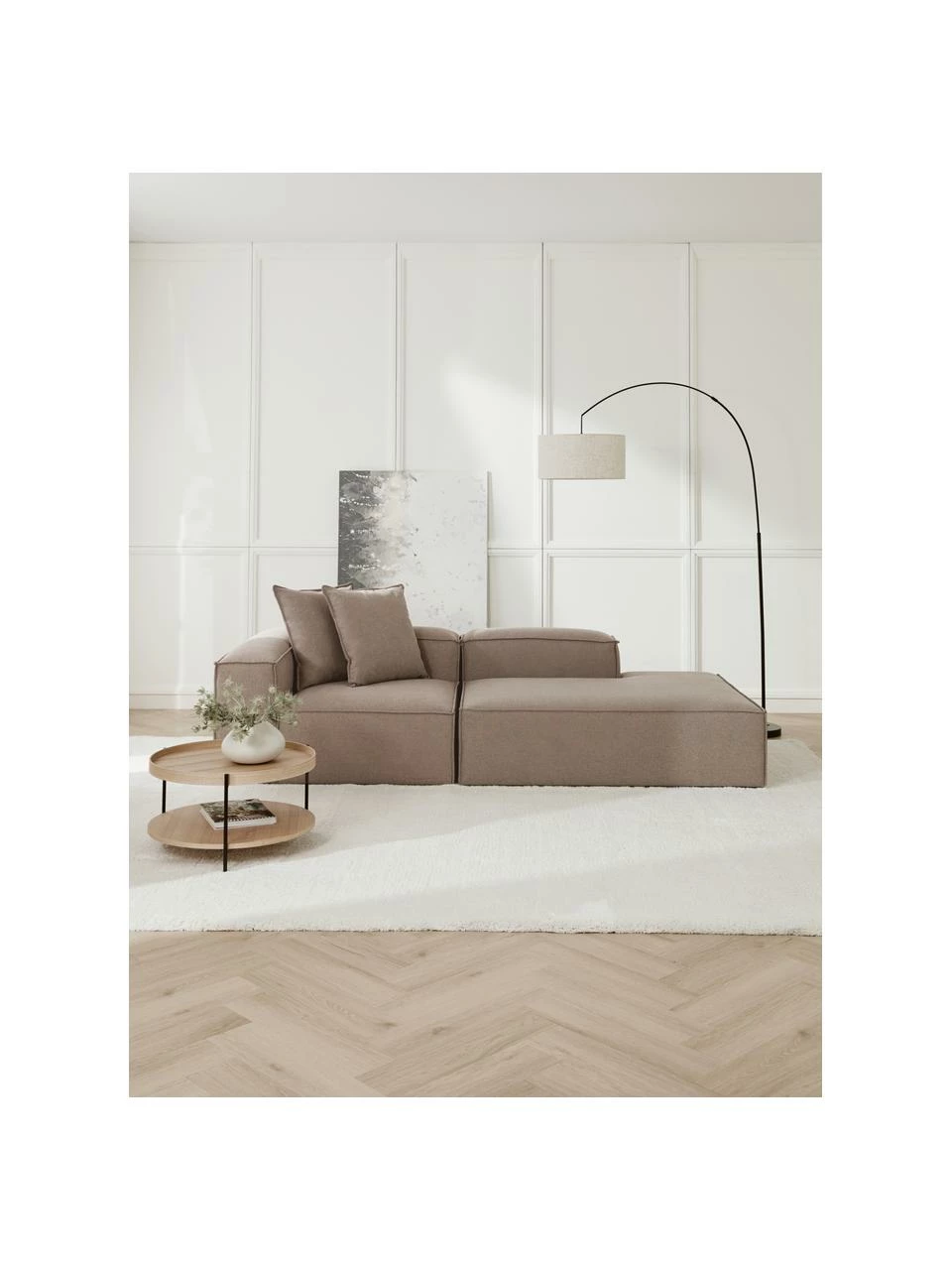 Westwing Collection Méridienne modulaire tissu brun Lennon, larg. 269 x prof. 119 cm, dossier à gauche 2 Westwing Collection Méridienne modulaire tissu brun Lennon, larg. 269 x prof. 119 cm, dossier à gauche – Image 2