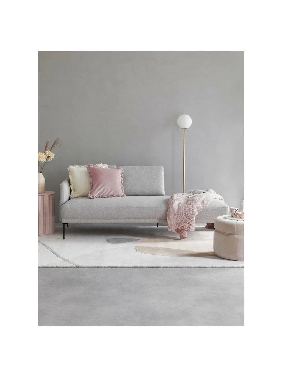 Westwing Collection Méridienne tissu gris clair pieds en métal Fluente, larg. 202 x prof. 85 cm, dossier à gauche 2 Westwing Collection Méridienne tissu gris clair pieds en métal Fluente, larg. 202 x prof. 85 cm, dossier à gauche – Image 2