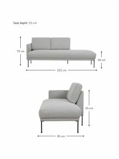Westwing Collection Méridienne tissu gris clair pieds en métal Fluente, larg. 202 x prof. 85 cm, dossier à gauche 8 Westwing Collection Méridienne tissu gris clair pieds en métal Fluente, larg. 202 x prof. 85 cm, dossier à gauche -furniture Soldes Meridienne tissu gris clair pieds en metal Fluente 2
