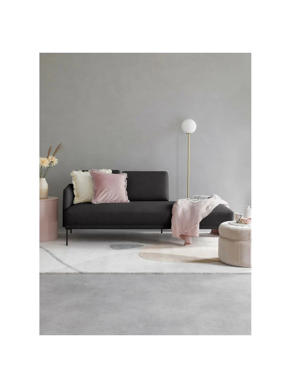 Westwing Collection Méridienne tissu gris foncé pieds en métal Fluente, larg. 202 x prof. 85 cm, dossier à gauche 2 Westwing Collection Méridienne tissu gris foncé pieds en métal Fluente, larg. 202 x prof. 85 cm, dossier à gauche – Image 2