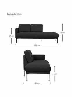 Westwing Collection Méridienne tissu gris foncé pieds en métal Fluente, larg. 202 x prof. 85 cm, dossier à gauche 8 Westwing Collection Méridienne tissu gris foncé pieds en métal Fluente, larg. 202 x prof. 85 cm, dossier à gauche -furniture Soldes Meridienne tissu gris fonce pieds en metal Fluente 2
