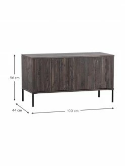 Meuble TV 2 portes façade en bois de frêne nervuré Avourio, larg. 100 x haut. 56 cm -furniture Soldes Meuble TV 2 portes facade en bois de frene nervure Avourio 2