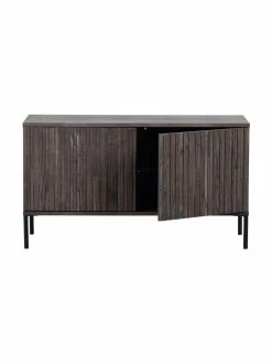 Meuble TV 2 portes façade en bois de frêne nervuré Avourio, larg. 100 x haut. 56 cm -furniture Soldes Meuble TV 2 portes facade en bois de frene nervure Avourio 4