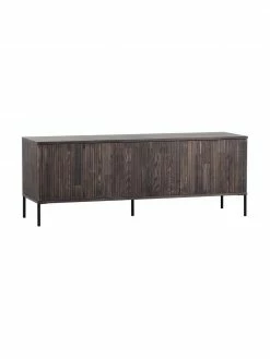 Meuble TV 3 portes façade en bois de frêne nervuré Avourio, larg. 150 x haut. 56 cm