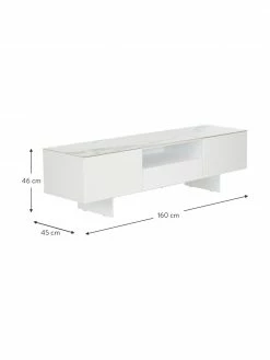 Westwing Collection Meuble TV blanc avec plateau aspect marbre Fiona, larg. 160 x haut. 46 cm 8 Westwing Collection Meuble TV blanc avec plateau aspect marbre Fiona, larg. 160 x haut. 46 cm -furniture Soldes Meuble TV blanc avec plateau aspect marbre Fiona 2