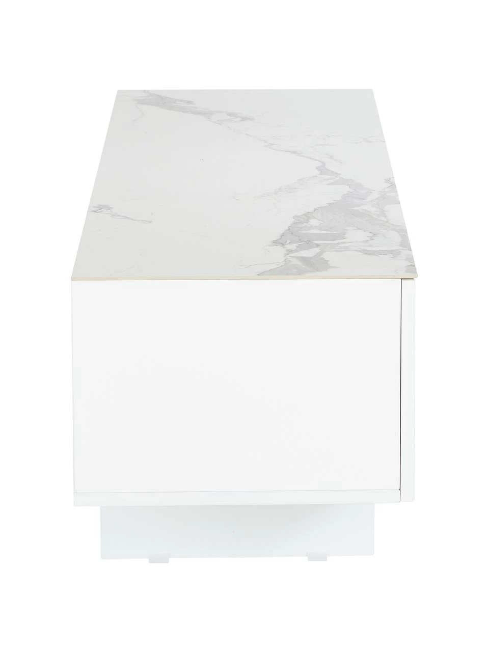 Westwing Collection Meuble TV blanc avec plateau aspect marbre Fiona, larg. 160 x haut. 46 cm 5 Westwing Collection Meuble TV blanc avec plateau aspect marbre Fiona, larg. 160 x haut. 46 cm – Image 5