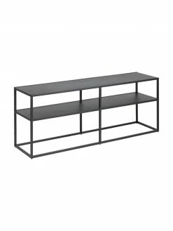 Westwing Collection Meuble TV industriel en métal noir Neptun, larg. 120 x haut. 46 cm