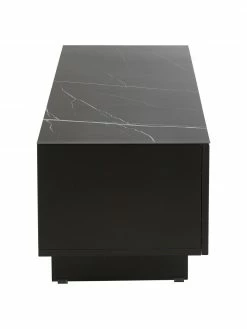 Westwing Collection Meuble TV noir avec plateau aspect marbre Fiona, larg. 160 x haut. 46 cm -furniture Soldes Meuble TV noir avec plateau aspect marbre Fiona 5