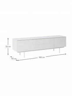 Westwing Collection Meuble bas blanc avec portes Elyn, larg. 180 x haut. 55 cm -furniture Soldes Meuble bas blanc avec portes Elyn 2