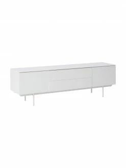 Westwing Collection Meuble bas blanc avec portes Elyn, larg. 180 x haut. 55 cm