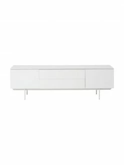 Westwing Collection Meuble bas blanc avec portes Elyn, larg. 180 x haut. 55 cm -furniture Soldes Meuble bas blanc avec portes Elyn 4