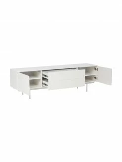 Westwing Collection Meuble bas blanc avec portes Elyn, larg. 180 x haut. 55 cm -furniture Soldes Meuble bas blanc avec portes Elyn 5