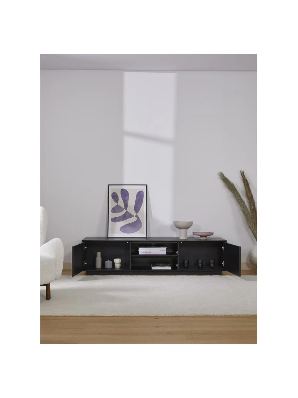 Westwing Collection Meuble bas placage en frêne noir Noel, larg. 180 x long. 45 cm 4 Westwing Collection Meuble bas placage en frêne noir Noel, larg. 180 x long. 45 cm – Image 4