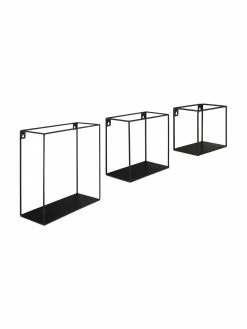 Mini étagère murale en métal noir Nils, 3 élém., Lot de différentes tailles