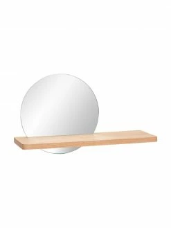 Hübsch Miroir mural rond avec tablette Balance, larg. 52 x haut. 26 cm