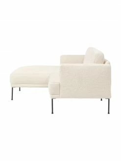Westwing Collection Petit canapé d'angle blanc crème avec pieds en métal Fluente, larg. 198 x prof. 152 cm, méridienne à gauche -furniture Soldes Petit canape dangle blanc creme avec pieds en metal Fluente 3