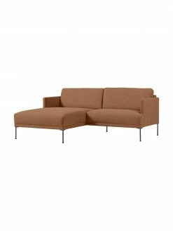 Westwing Collection Petit canapé d'angle nougat avec pieds en métal Fluente, larg. 198 x prof. 152 cm, méridienne à gauche -furniture Soldes Petit canape dangle nougat avec pieds en metal Fluente 2