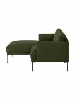 Westwing Collection Petit canapé d'angle vert foncé avec pieds en métal Fluente, larg. 198 x prof. 152 cm, méridienne à gauche -furniture Soldes Petit canape dangle vert fonce avec pieds en metal Fluente 3