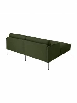 Westwing Collection Petit canapé d'angle vert foncé avec pieds en métal Fluente, larg. 198 x prof. 152 cm, méridienne à gauche -furniture Soldes Petit canape dangle vert fonce avec pieds en metal Fluente 4