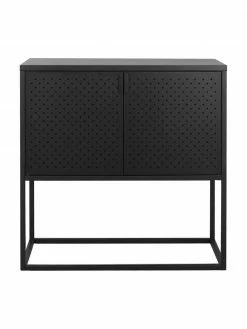 Westwing Collection Petite enfilade industrielle en métal noir Neptun, larg. 82 x haut. 80 cm -furniture Soldes Petite enfilade industrielle en metal noir Neptun 3