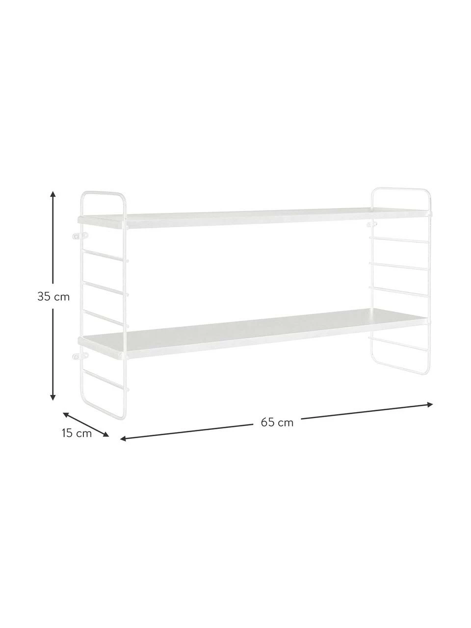 Bloomingville Petite étagère murale blanche en métal North, larg. 65 x haut. 35 cm 3 Bloomingville Petite étagère murale blanche en métal North, larg. 65 x haut. 35 cm – Image 3