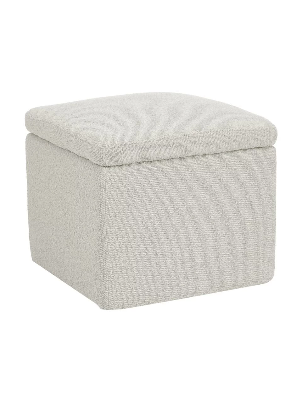 Westwing Collection Pouf avec rangement tissu bouclé blanc crème Winou, larg. 50 x haut. 48 cm 1 Westwing Collection Pouf avec rangement tissu bouclé blanc crème Winou, larg. 50 x haut. 48 cm