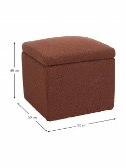 Westwing Collection Pouf avec rangement tissu bouclé rouge rouille Winou, larg. 50 x haut. 48 cm -furniture Soldes Pouf avec rangement tissu boucle rouge rouille Winou 3