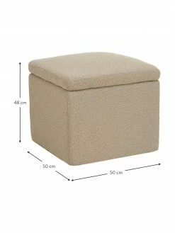 Westwing Collection Pouf avec rangement tissu bouclé taupe Winou, larg. 50 x haut. 48 cm -furniture Soldes Pouf avec rangement tissu boucle taupe Winou 2