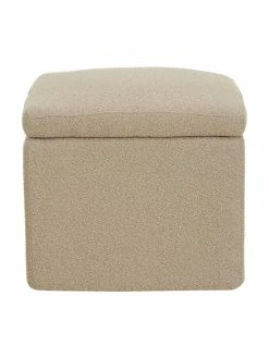 Westwing Collection Pouf avec rangement tissu bouclé taupe Winou, larg. 50 x haut. 48 cm -furniture Soldes Pouf avec rangement tissu boucle taupe Winou 4