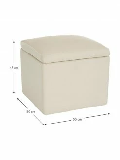 Westwing Collection Pouf avec rangement velours beige Winou, larg. 50 x haut. 48 cm -furniture Soldes Pouf avec rangement velours beige Winou 2