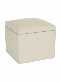 Westwing Collection Pouf avec rangement velours beige Winou, larg. 50 x haut. 48 cm