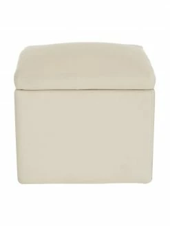 Westwing Collection Pouf avec rangement velours beige Winou, larg. 50 x haut. 48 cm -furniture Soldes Pouf avec rangement velours beige Winou 4