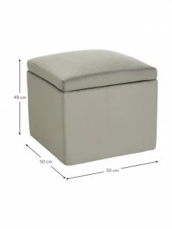 Westwing Collection Pouf avec rangement velours gris clair Winou, larg. 50 x haut. 48 cm -furniture Soldes Pouf avec rangement velours gris clair Winou 2