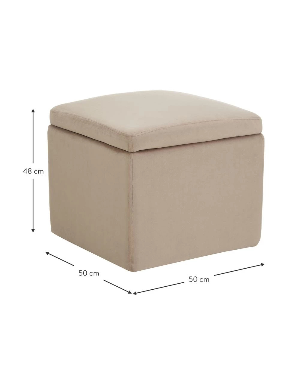 Westwing Collection Pouf avec rangement velours taupe Winou, larg. 50 x haut. 48 cm 2 Westwing Collection Pouf avec rangement velours taupe Winou, larg. 50 x haut. 48 cm – Image 2