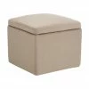 Westwing Collection Pouf avec rangement velours taupe Winou, larg. 50 x haut. 48 cm
