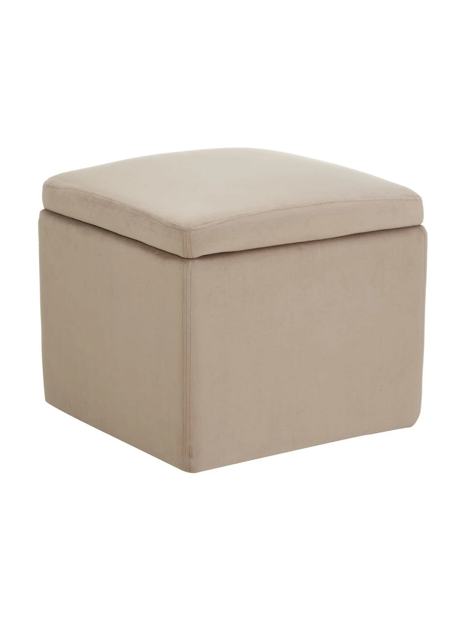 Westwing Collection Pouf avec rangement velours taupe Winou, larg. 50 x haut. 48 cm 1 Westwing Collection Pouf avec rangement velours taupe Winou, larg. 50 x haut. 48 cm