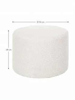 Westwing Collection Pouf blanc crème peluche blanc crème Daisy, Ø 54 x haut. 38 cm -furniture Soldes Pouf blanc creme peluche blanc creme Daisy 2