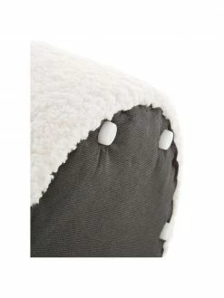 Westwing Collection Pouf blanc crème peluche blanc crème Daisy, Ø 54 x haut. 38 cm -furniture Soldes Pouf blanc creme peluche blanc creme Daisy 5