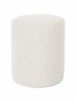 Westwing Collection Pouf blanc peluche blanc crème Daisy, Ø 38 x haut. 45 cm